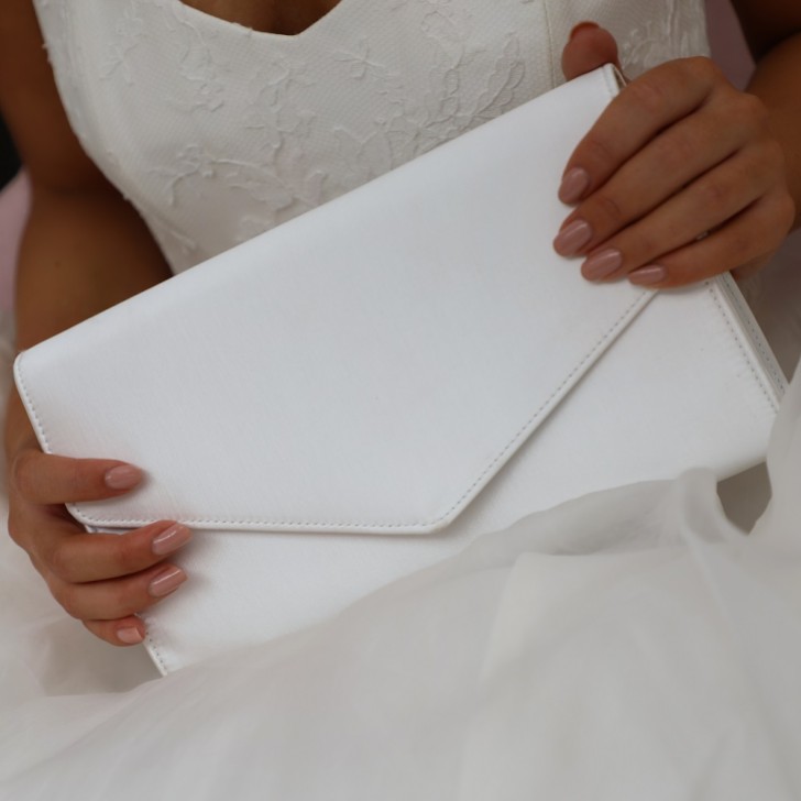 Perfect Bridal Heather Dyeable Ivory Satin Envelope Clutch Bag