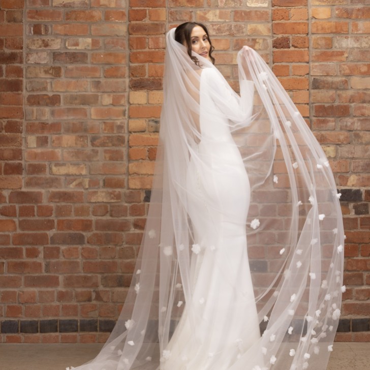 Perfect Bridal Ivory Single Tier 3D Flowers Cathedral Veil