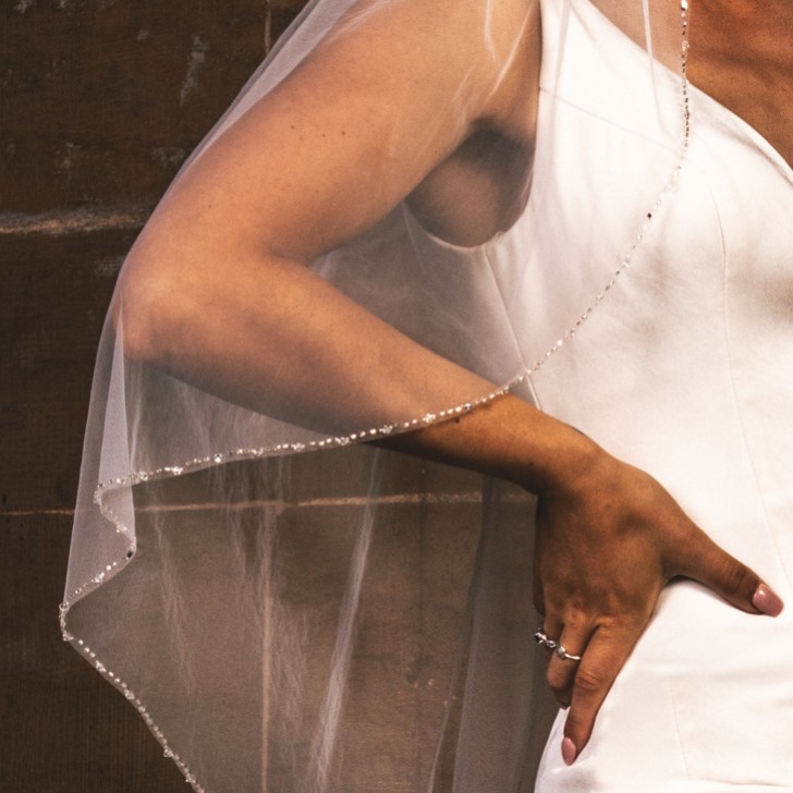 Perfect Bridal Ivory Single Tier Beaded Edge Bridal Veil