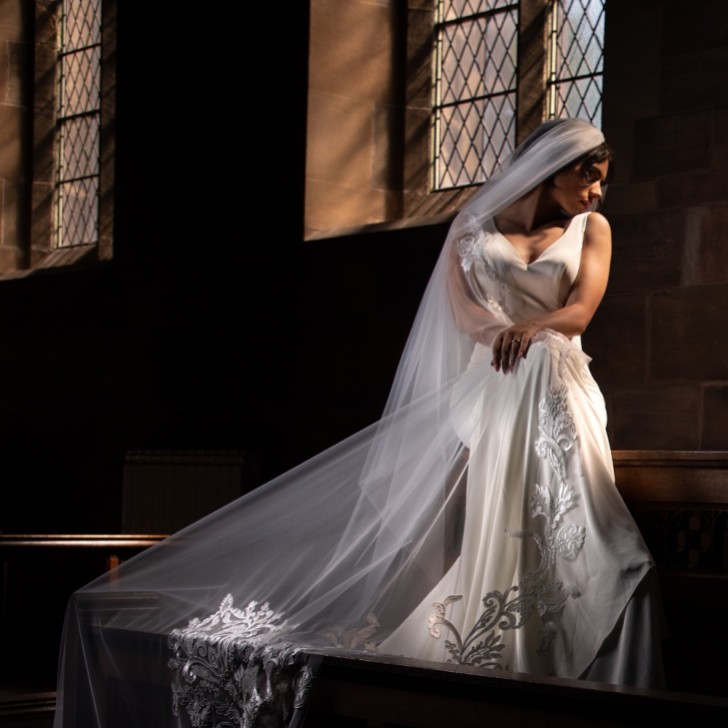 Perfect Bridal Ivory Single Tier Ornate Lace Chapel Veil