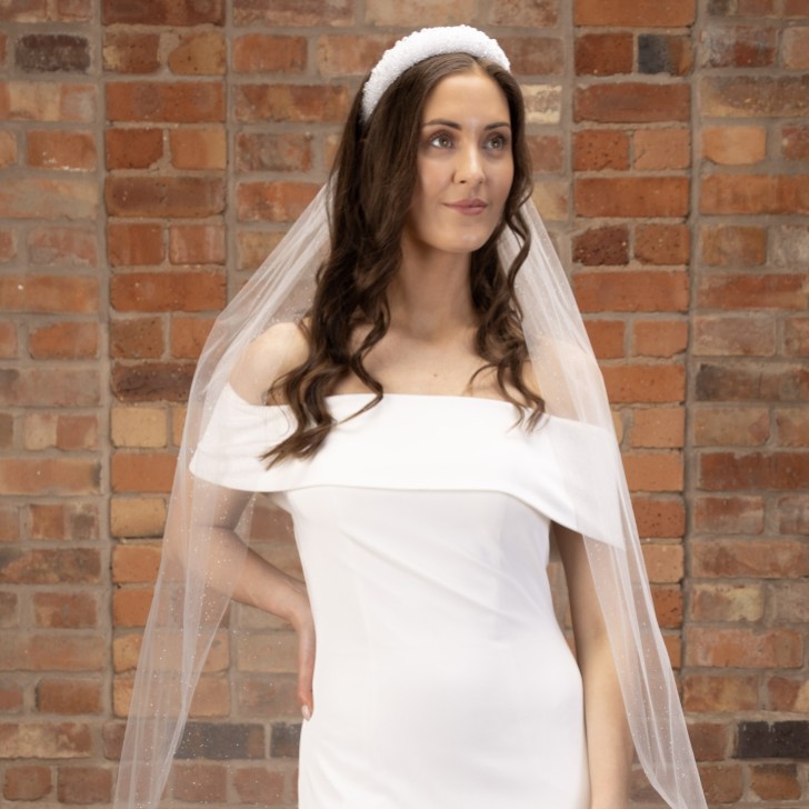 Perfect Bridal Ivory Single Tier Sparkly Glitter Tulle Fingertip Veil