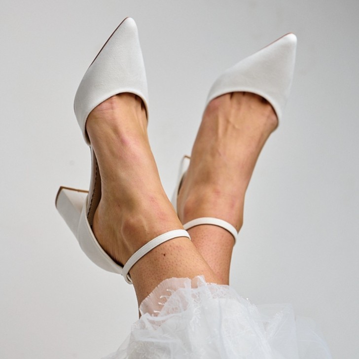 Perfect Bridal Liberty Ivory Suede Block Heel Ankle Strap Court Shoes