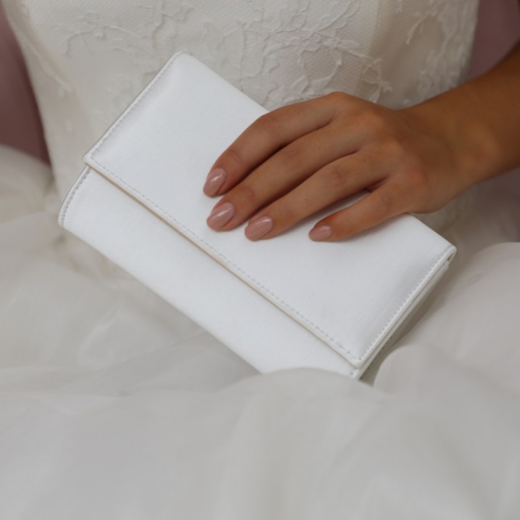 Perfect Bridal Lola Dyeable Ivory Satin Clutch Bag