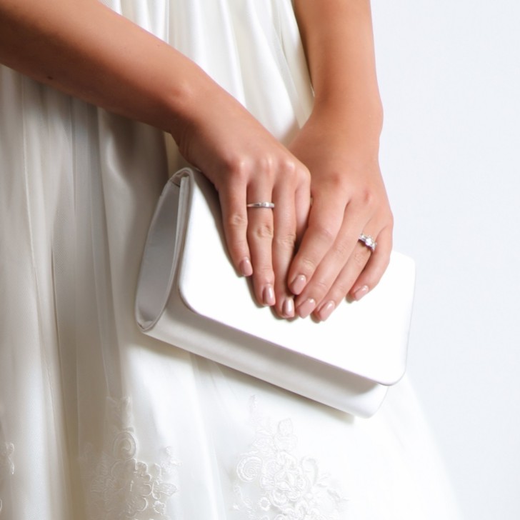Perfect Bridal Lola Dyeable Ivory Satin Clutch Bag
