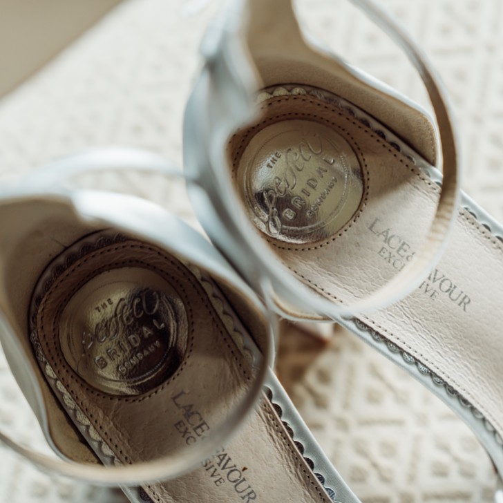 Perfect Bridal Lucinda Ivory Satin Knotted Block Heel Sandals