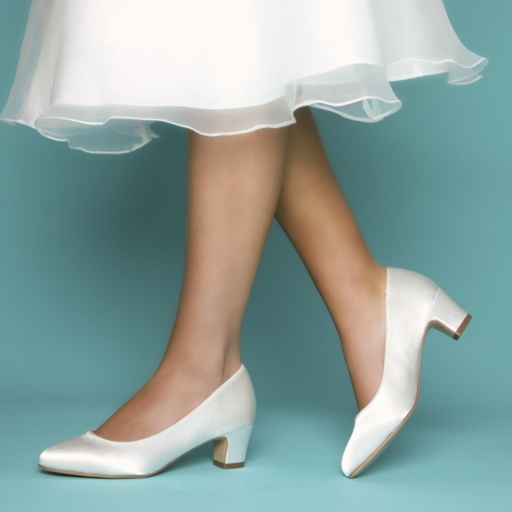 Perfect Bridal Melanie Dyeable Ivory Satin Block Heel Court Shoes