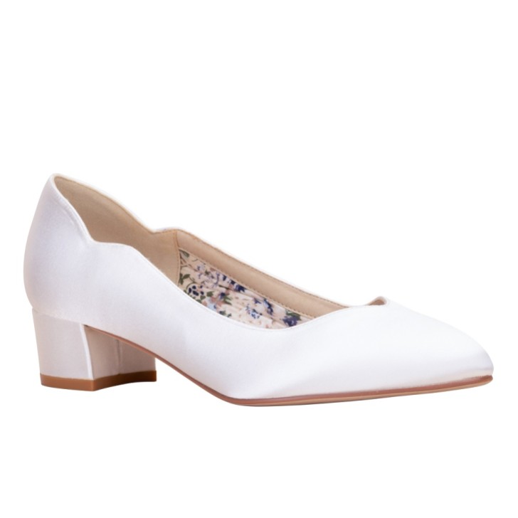 Perfect Bridal Sutton Dyeable Ivory Satin Low Block Heel Court Shoes