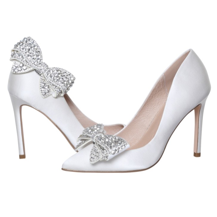 Perfect Bridal Zinnia Crystal Embellished Large Bow Shoe Clips