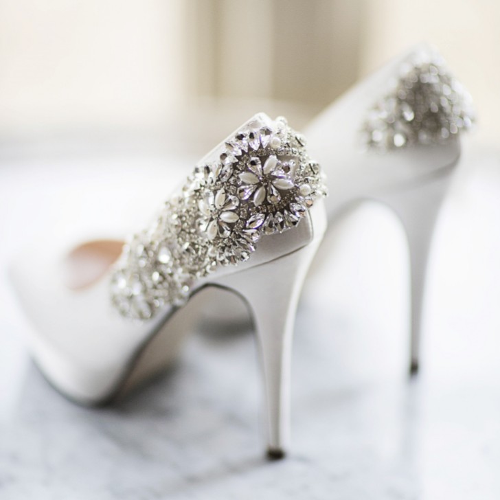 Paradox London Indulgence Embellished Ivory Satin Platform Wedding Shoes