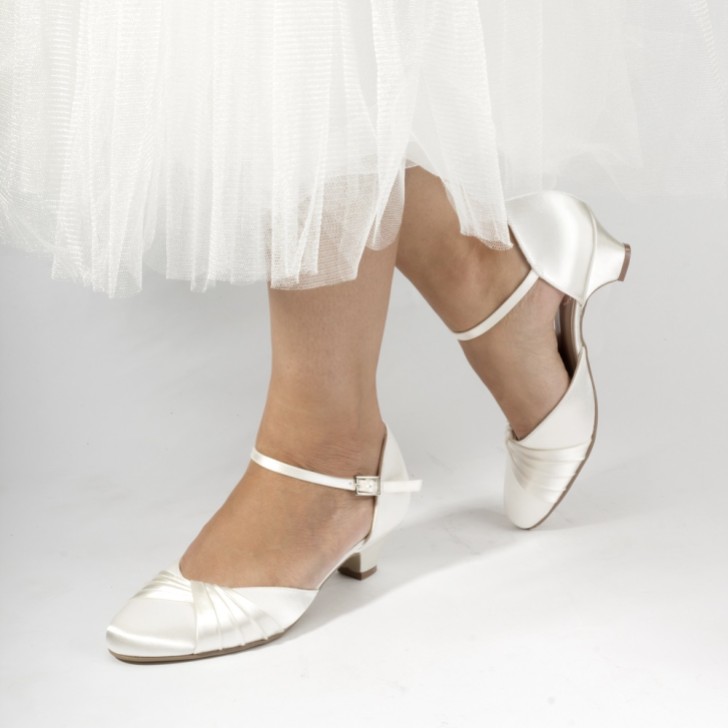 Paradox London Protea Dyeable Ivory Satin Low Heel Wedding Shoes