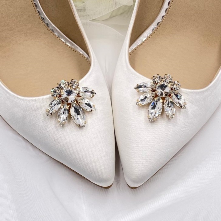 Precious Gold Crystal Shoe Clips