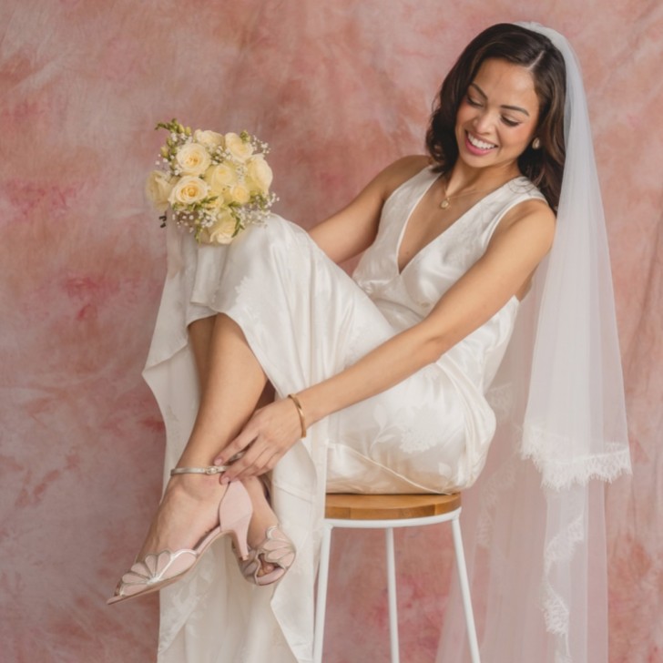 Rachel Simpson Isadora Blush Suede Low Heel Ankle Strap Sandals