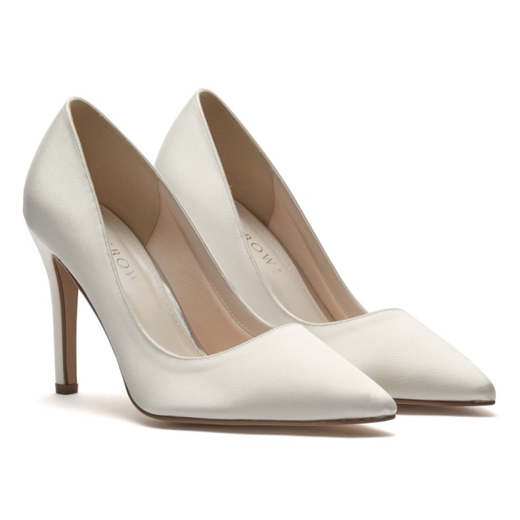 Rainbow Club Coco Dyeable Ivory Satin Pointed Court Shoes