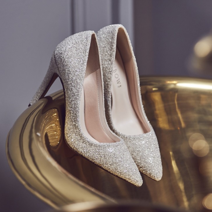 Rainbow Club Coco Ivory Snow Glitter Pointed Court Shoes