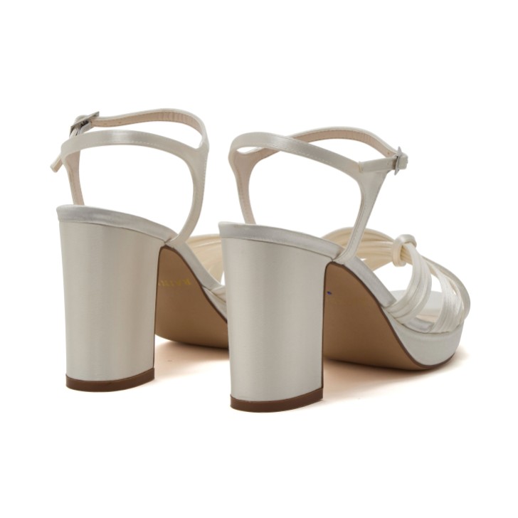 Rainbow Club Marissa Ivory Satin Strappy Block Heel Platform Sandals