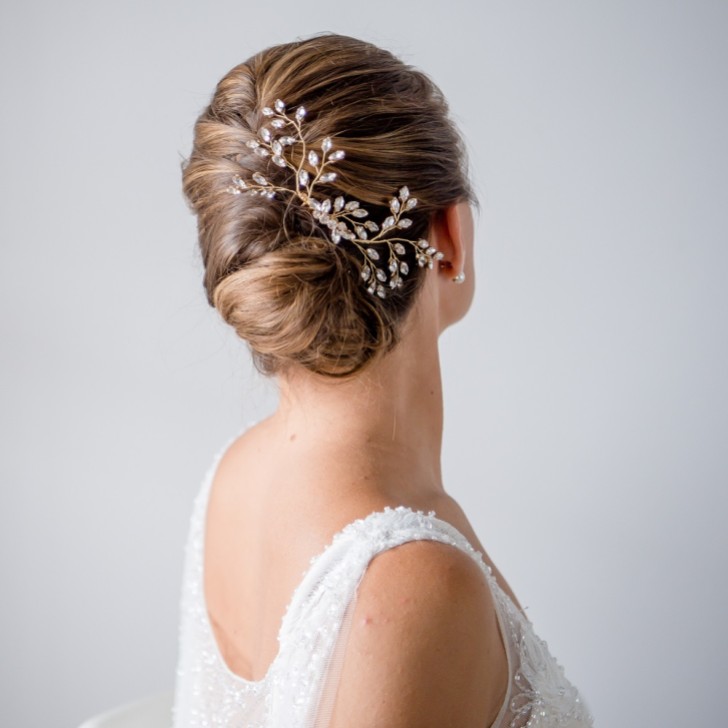 Rhea Gold Crystal Spray Wedding Hair Comb