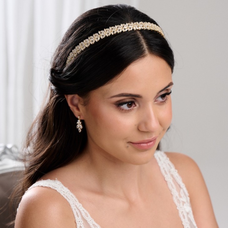 Riviera Gold Crystal Bridal Headband