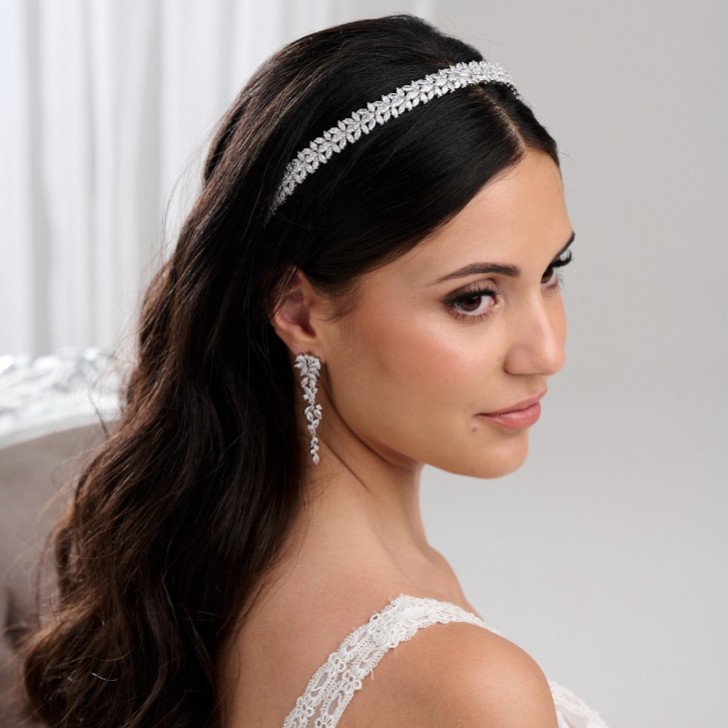 Riviera Silver Crystal Bridal Headband