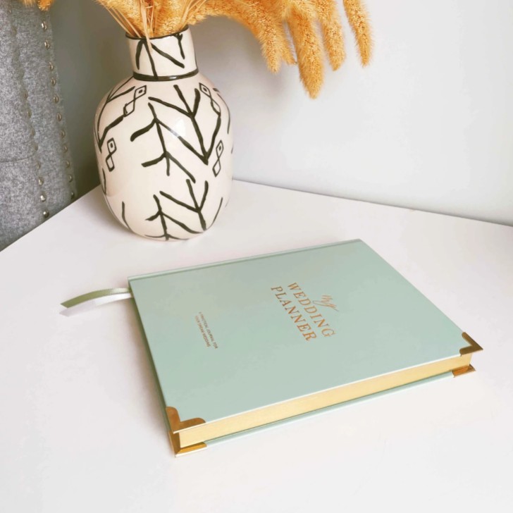 Sage Green Luxury Wedding Planner Book with Gilded Edges