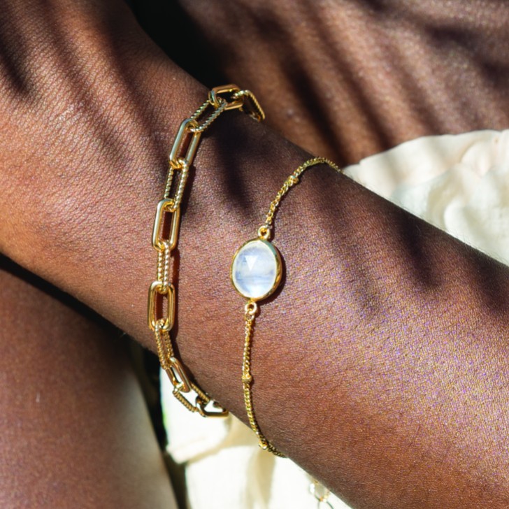 Sarah Alexander Antigua Rainbow Moonstone Gold Gemstone Bracelet