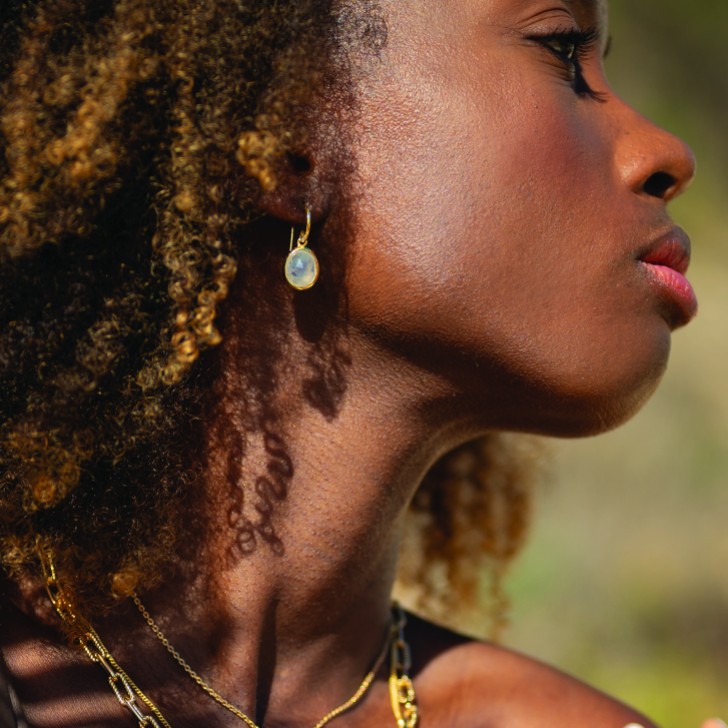 Sarah Alexander Antigua Rainbow Moonstone Gold Drop Earrings