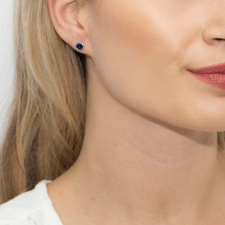 Sarah Alexander Blue Moon Indigo Zirconia Solitaire Stud Earrings