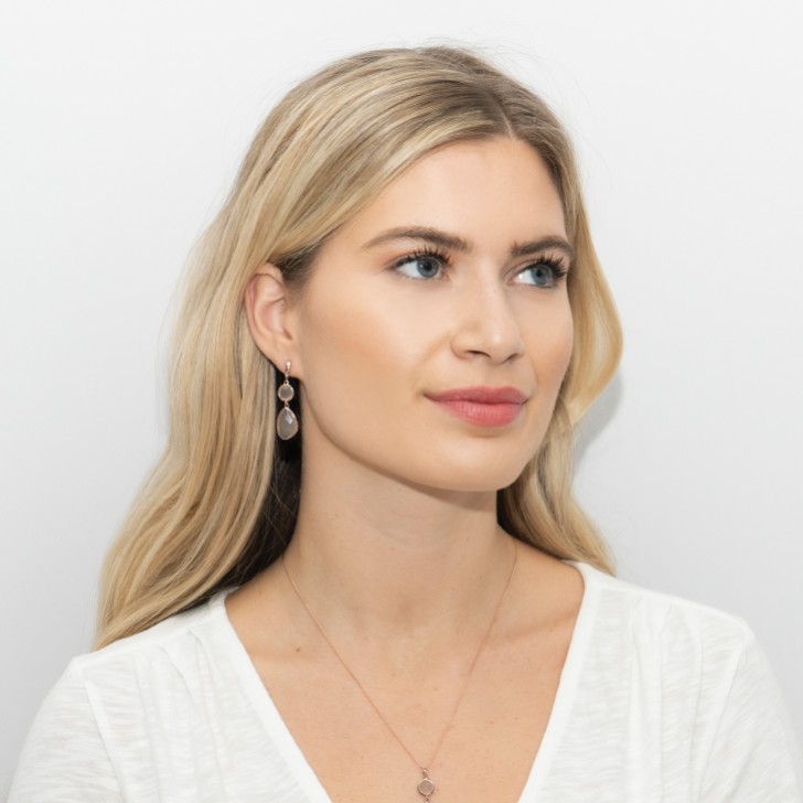 Sarah Alexander Nomad Grey Chalcedony Double Drop Earrings