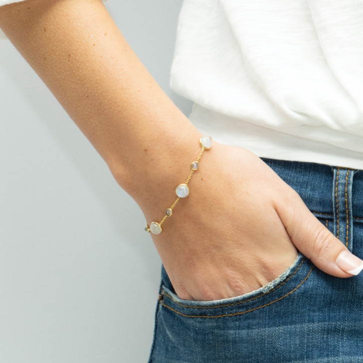 Sarah Alexander Shoreline Moonstone Gold Chain Bracelet