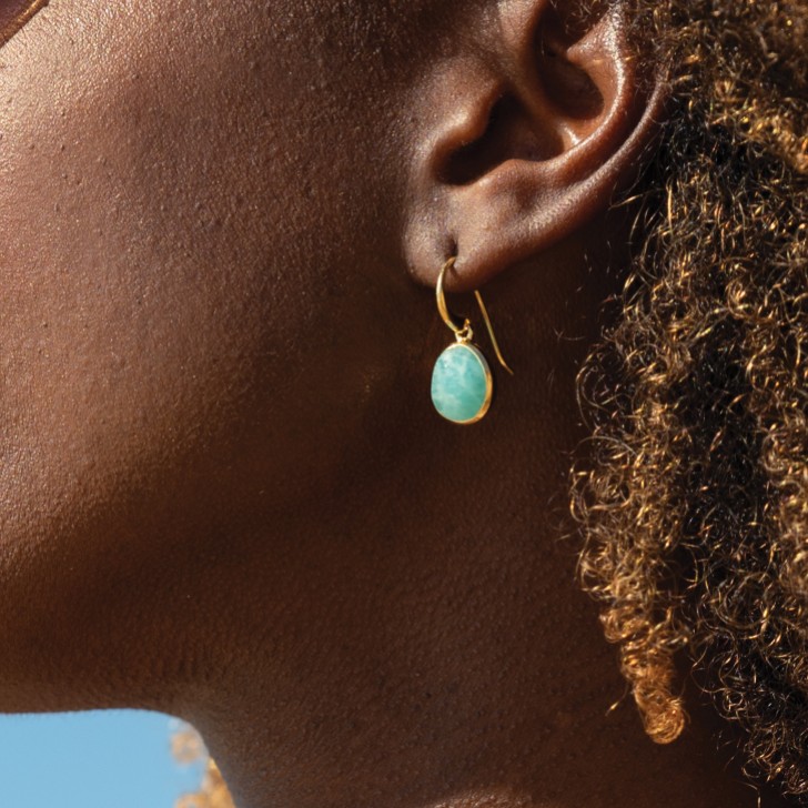 Sarah Alexander Tangiers Amazonite Gold Drop Earrings
