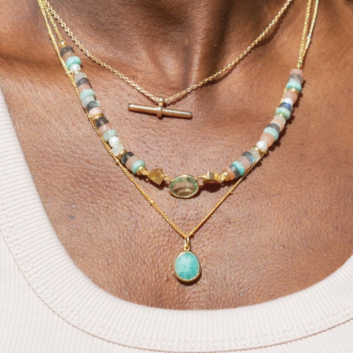 Sarah Alexander Tangiers Amazonite Gold Gemstone Necklace