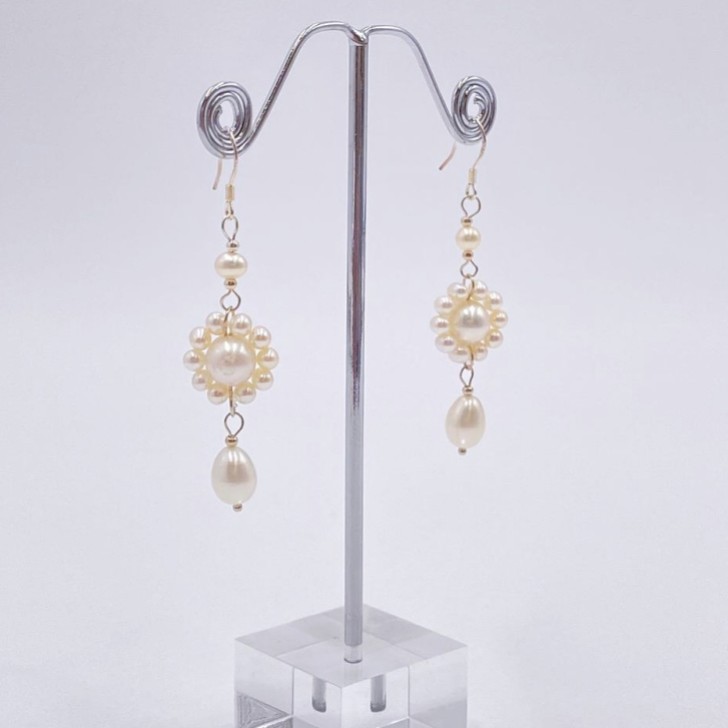 Selaina Floral Freshwater Pearl Chandelier Earrings