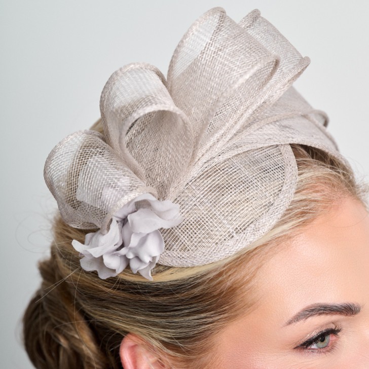 Silver Grey Simple Side Pleat Sinamay Wedding Fascinator