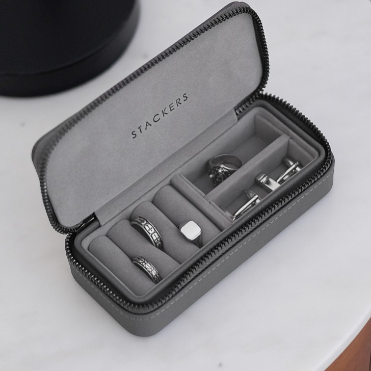 Stackers Men's Slate Grey Zipped Travel Jewellery Box