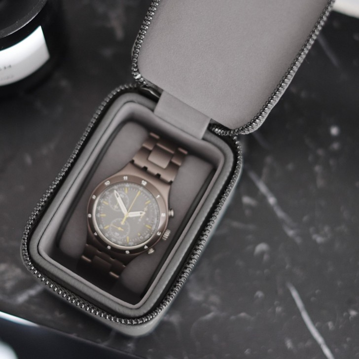 Stackers Slate Grey Zipped Travel Watch Box