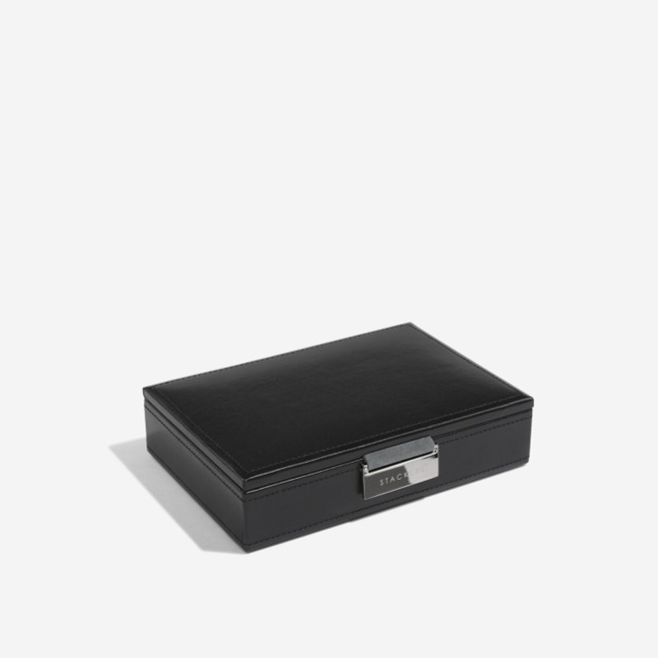 Stackers Smooth Black Faux Leather Cufflink Box