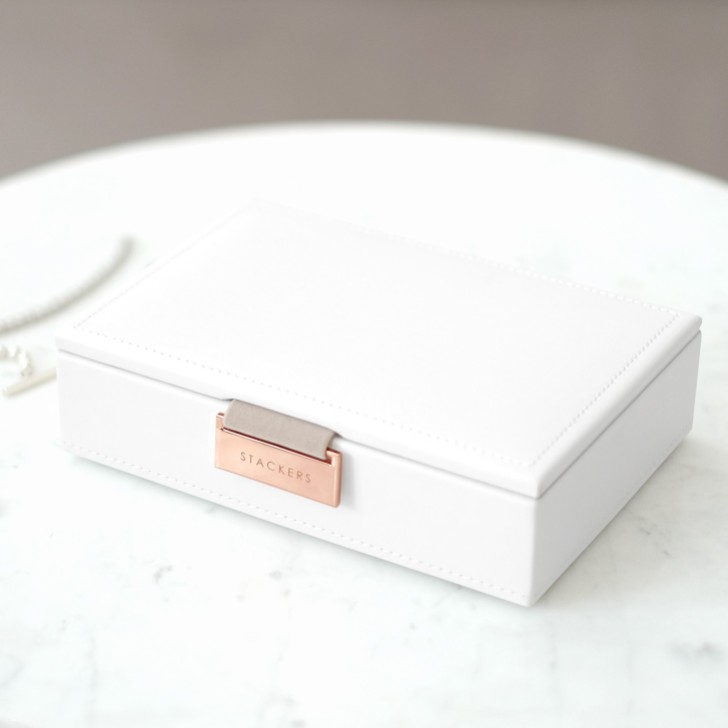 Stackers White and Rose Gold Mini Jewellery Box