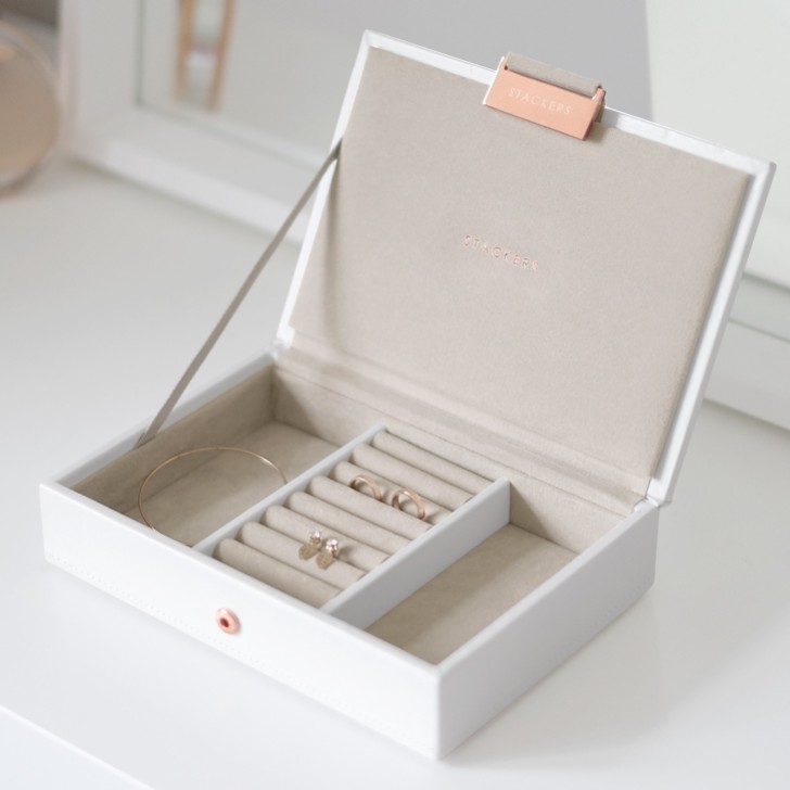 Stackers White and Rose Gold Mini Jewellery Box