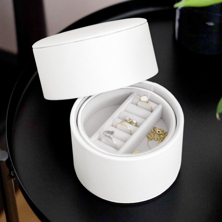 Stackers White Pebble Bedside Table Jewelry Box Pod