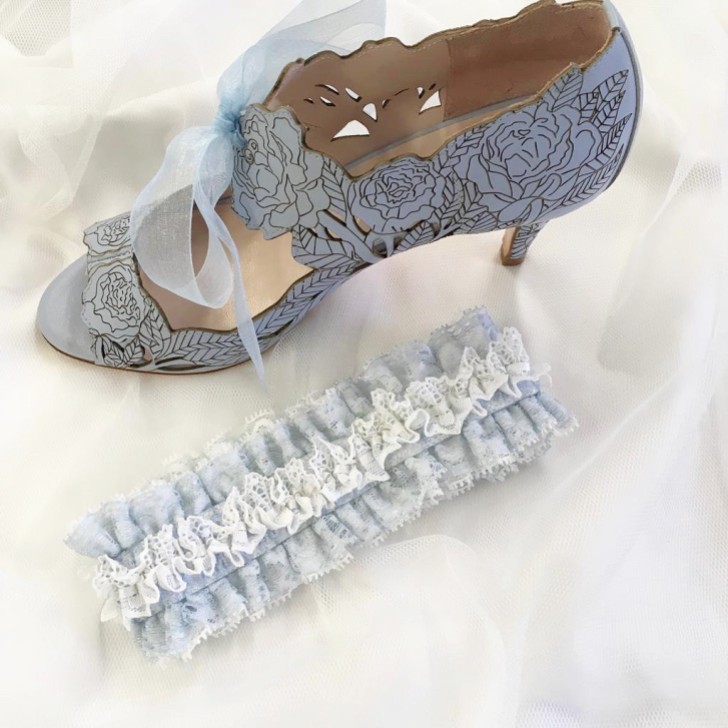 Temptation Powder Blue and Ivory Lace Wedding Garter