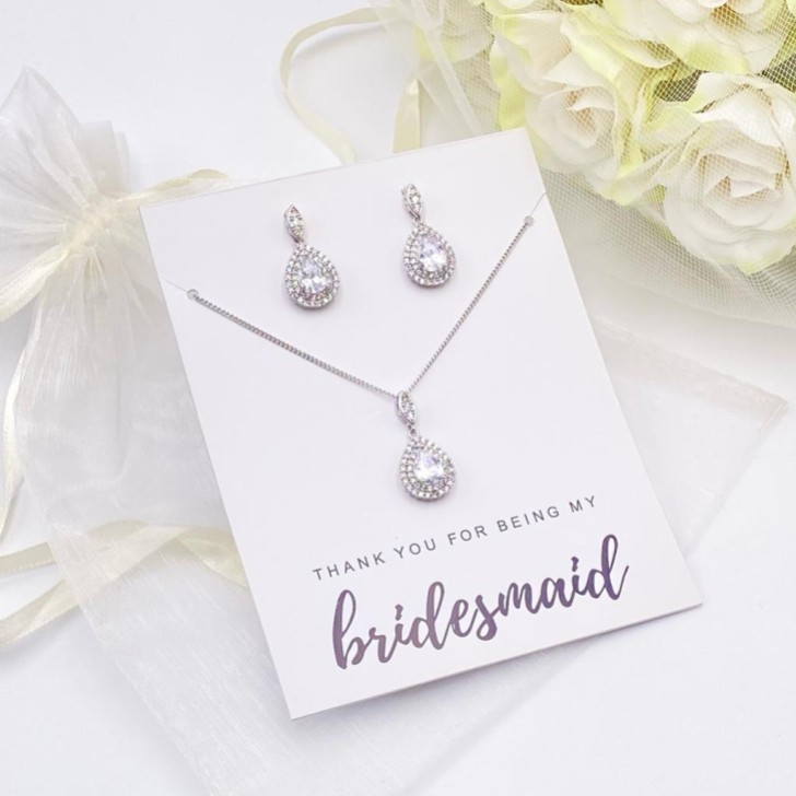 'Thank You For Being My Bridesmaid' Crystal Embellished Jewellery Set