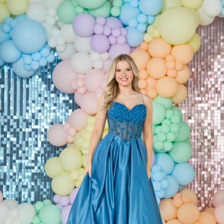 Tiffanys Kaylee Peacock Blue Prom Dress