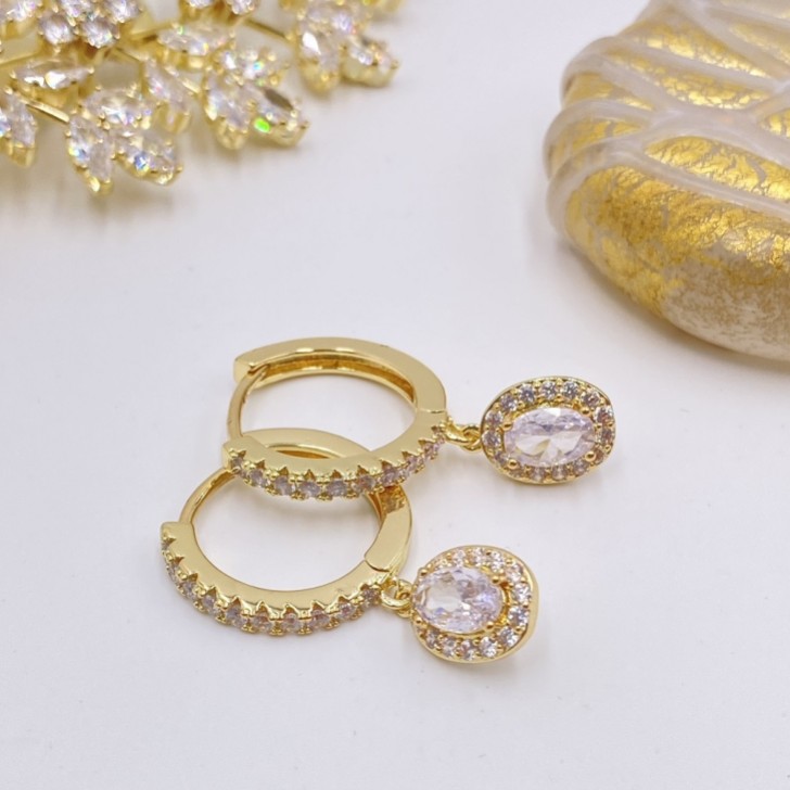 Tobago Gold Crystal Embellished Huggie Hoop Earrings