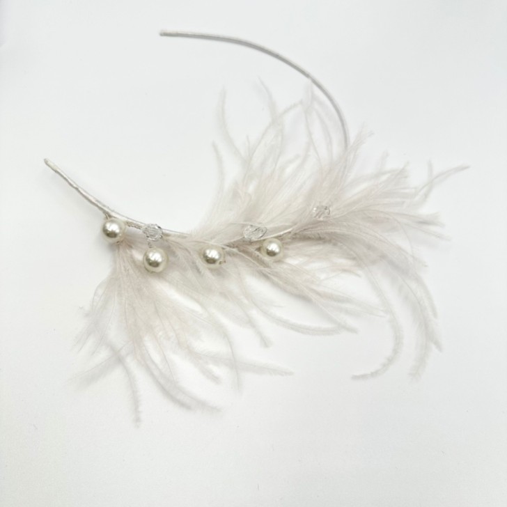 Vauderville Ivory Vintage Feather Headband