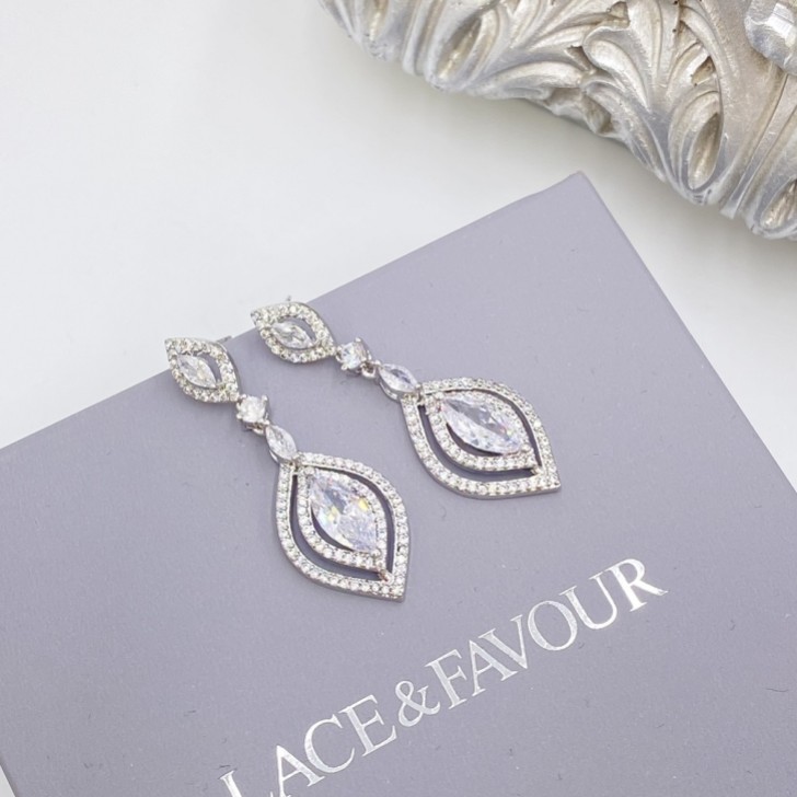 Wallace Vintage Inspired Cubic Zirconia Drop Earrings