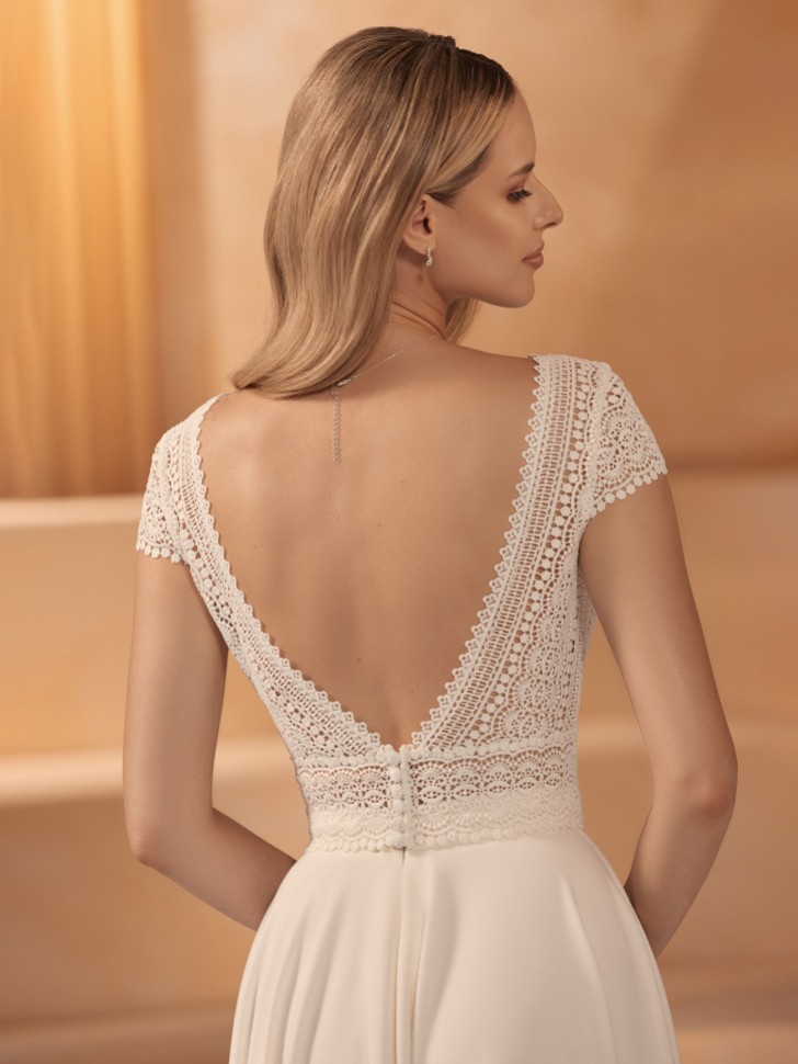 Bianco Ivory Boho Lace Cap Sleeve Bridal Top E436