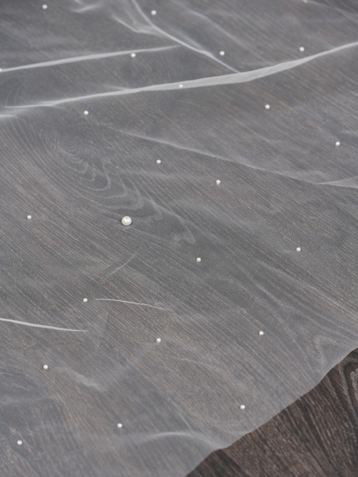 Chelsea Single Tier Italian Tulle Scattered Pearl Veil