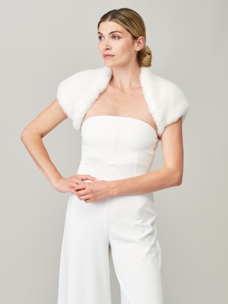 Helen Moore Ivory Faux Fur Bridal Bolero