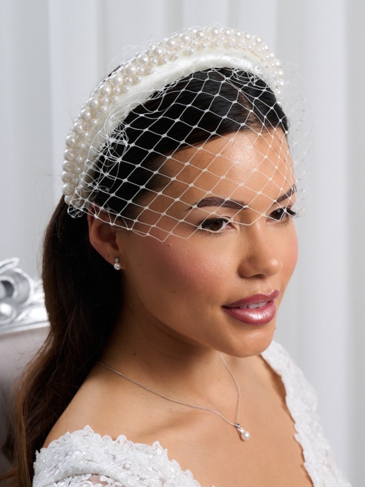 London Ivory Chunky Pearl Birdcage Headband