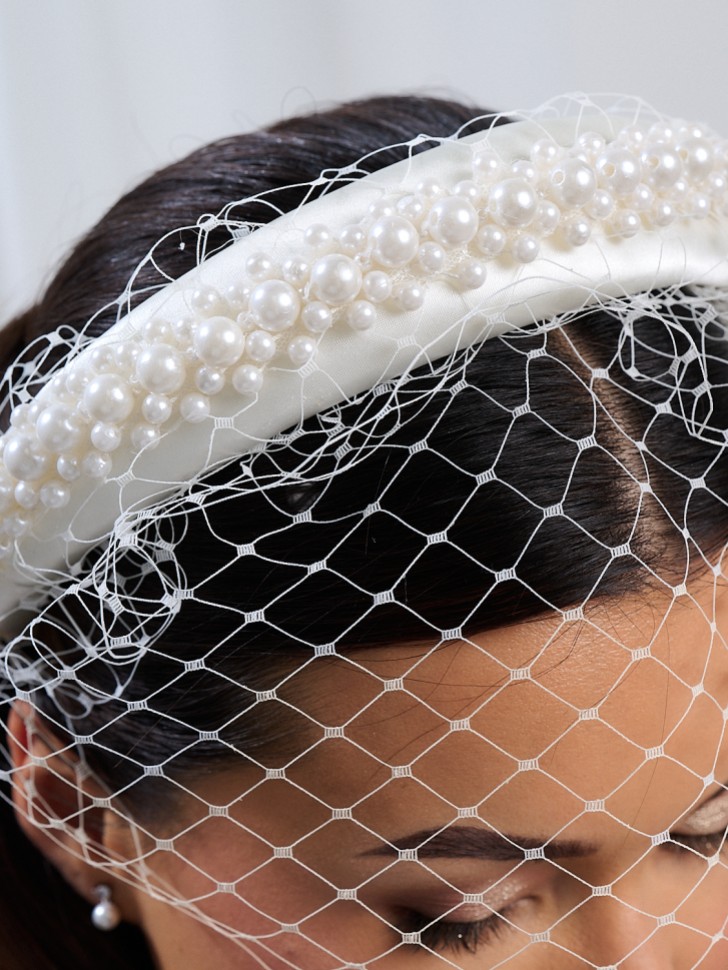 London Ivory Chunky Pearl Birdcage Headband