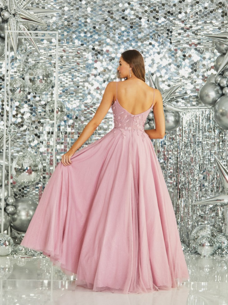 Tiffanys Serenity Rose Rosa Floral A Line Ballkleid